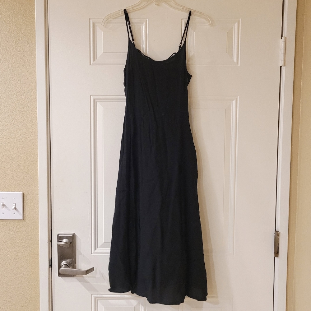 Frenchi Spaghetti Strap Lace Up Back Midi Dress